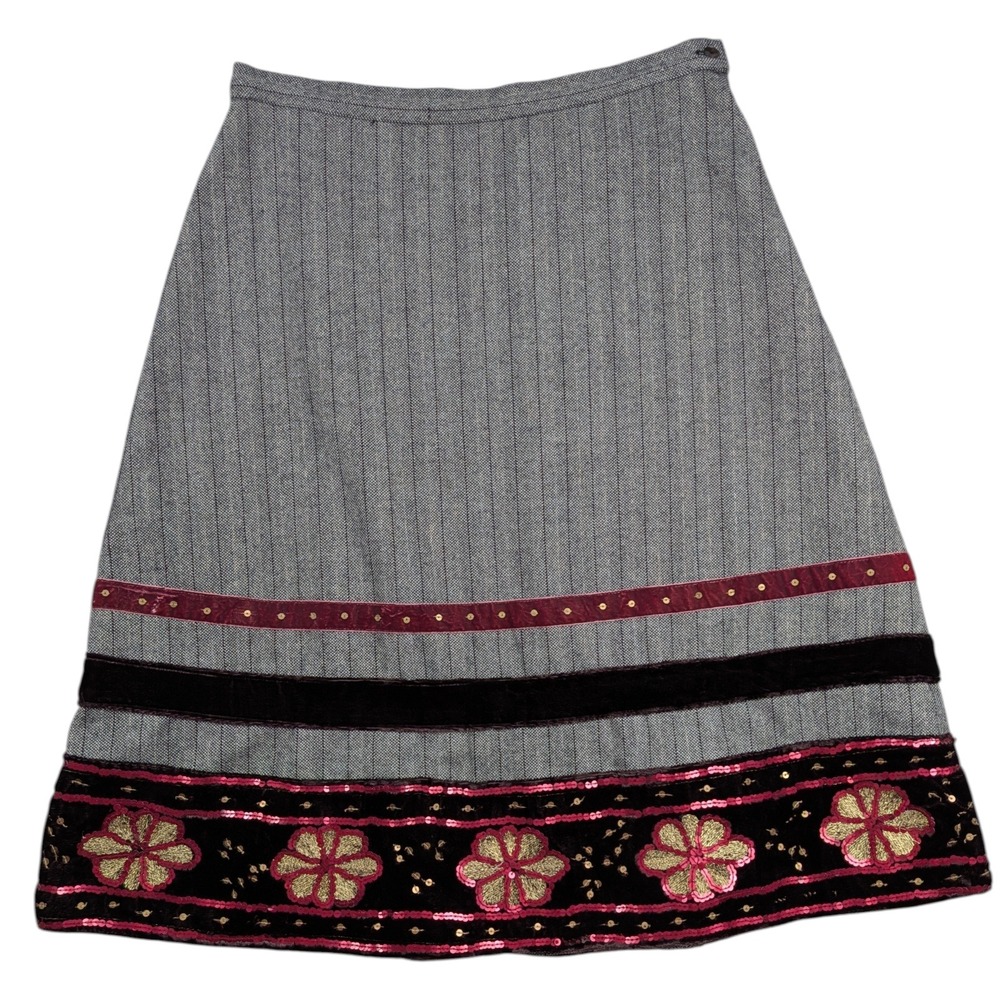 Monroe and Main Wool Blend Sequin Skirt Velvet Accent Size 10 Gray Corpcore Norm